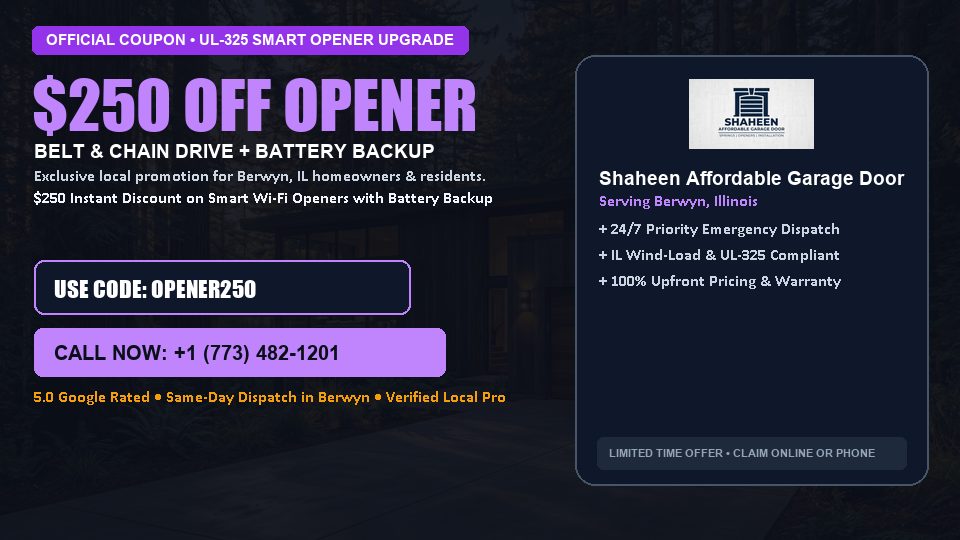Shaheen Affordable Garage Door $250 OFF Premium LiftMaster Opener Installation in Berwyn, IL